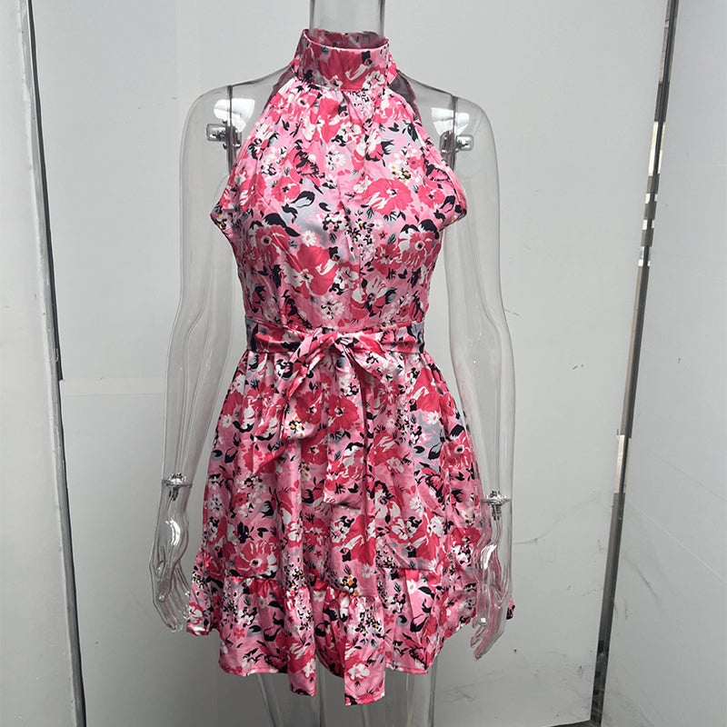 Flower Print Halterneck Dress