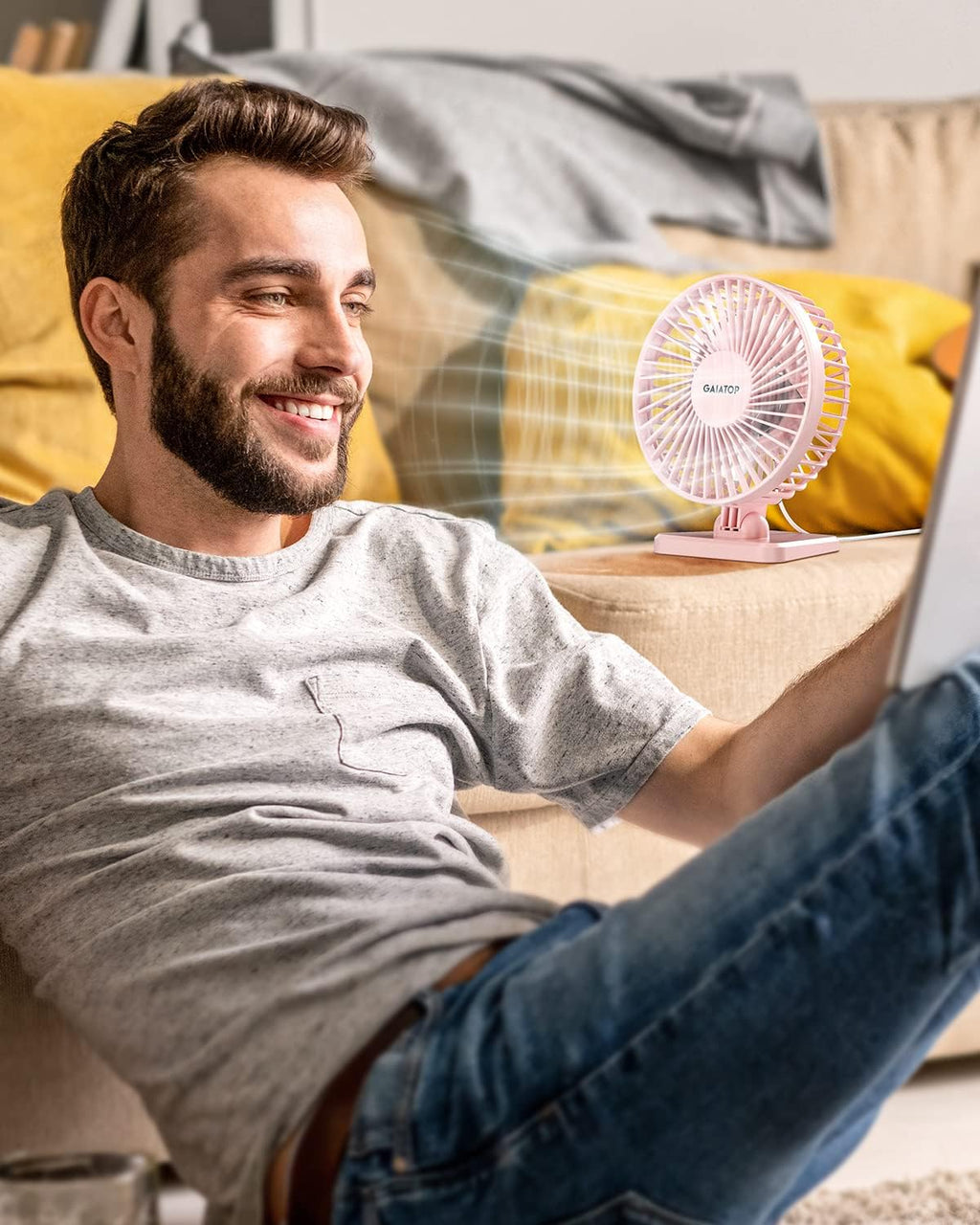 USB Desk Fan, Small but Powerful, Personal Portable Quiet 3 Speeds, Adjustable Mini Table Desktop Fan for Cooling Home Office Car Summer Travel Gifts Pink