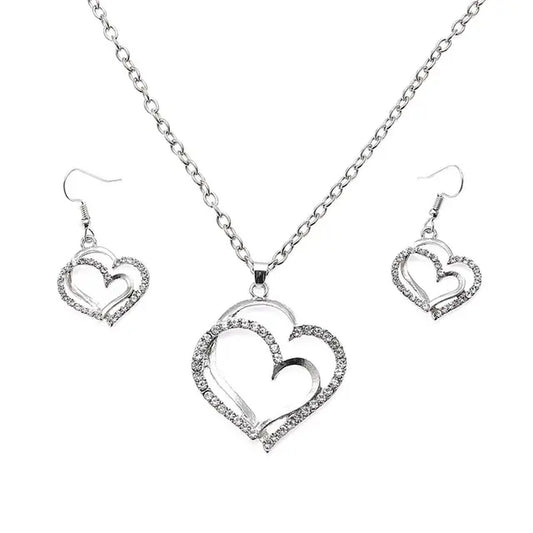 Double Heart Jewelry | 3 Pcs Set 