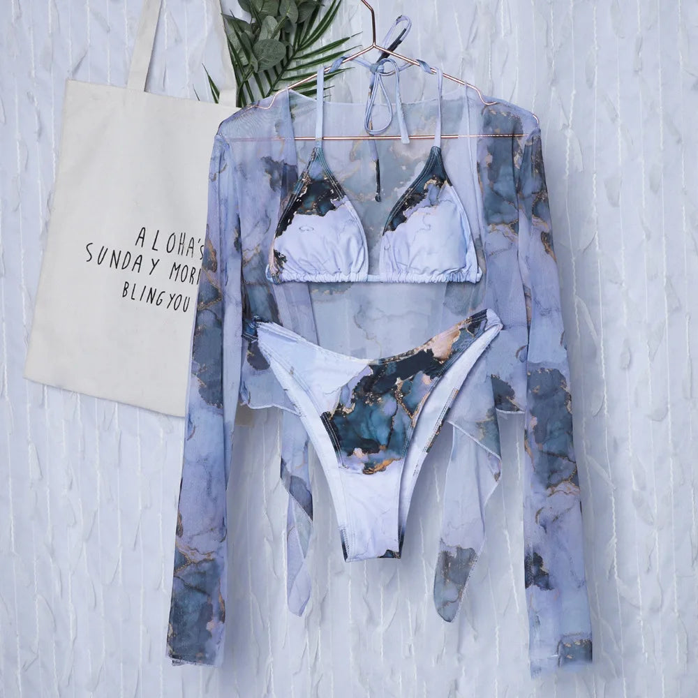 Marble Print Bikini | 3 Piece 