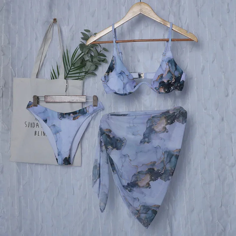 Marble Print Bikini | 3 Piece 