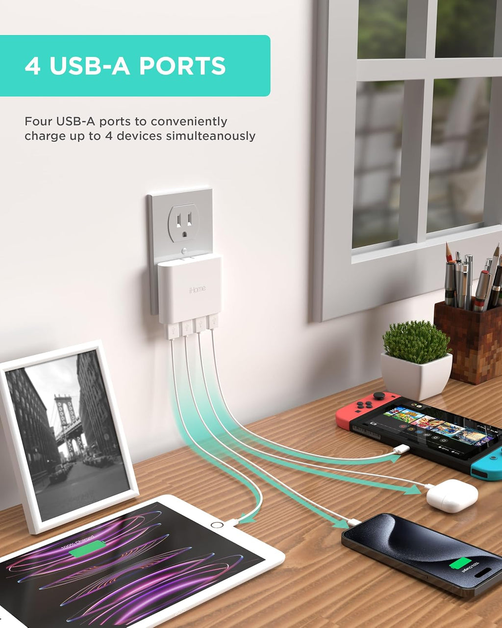 Slim 4-Port USB Wall Charger