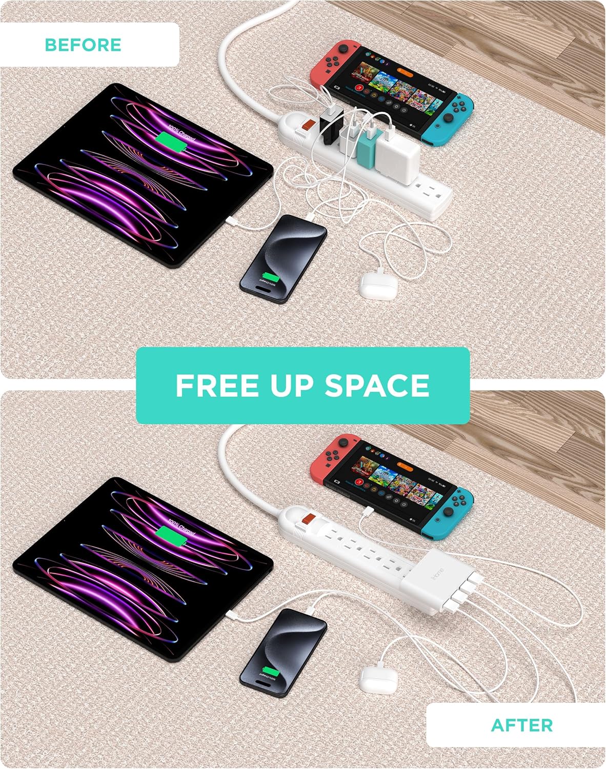 Slim 4-Port USB Wall Charger