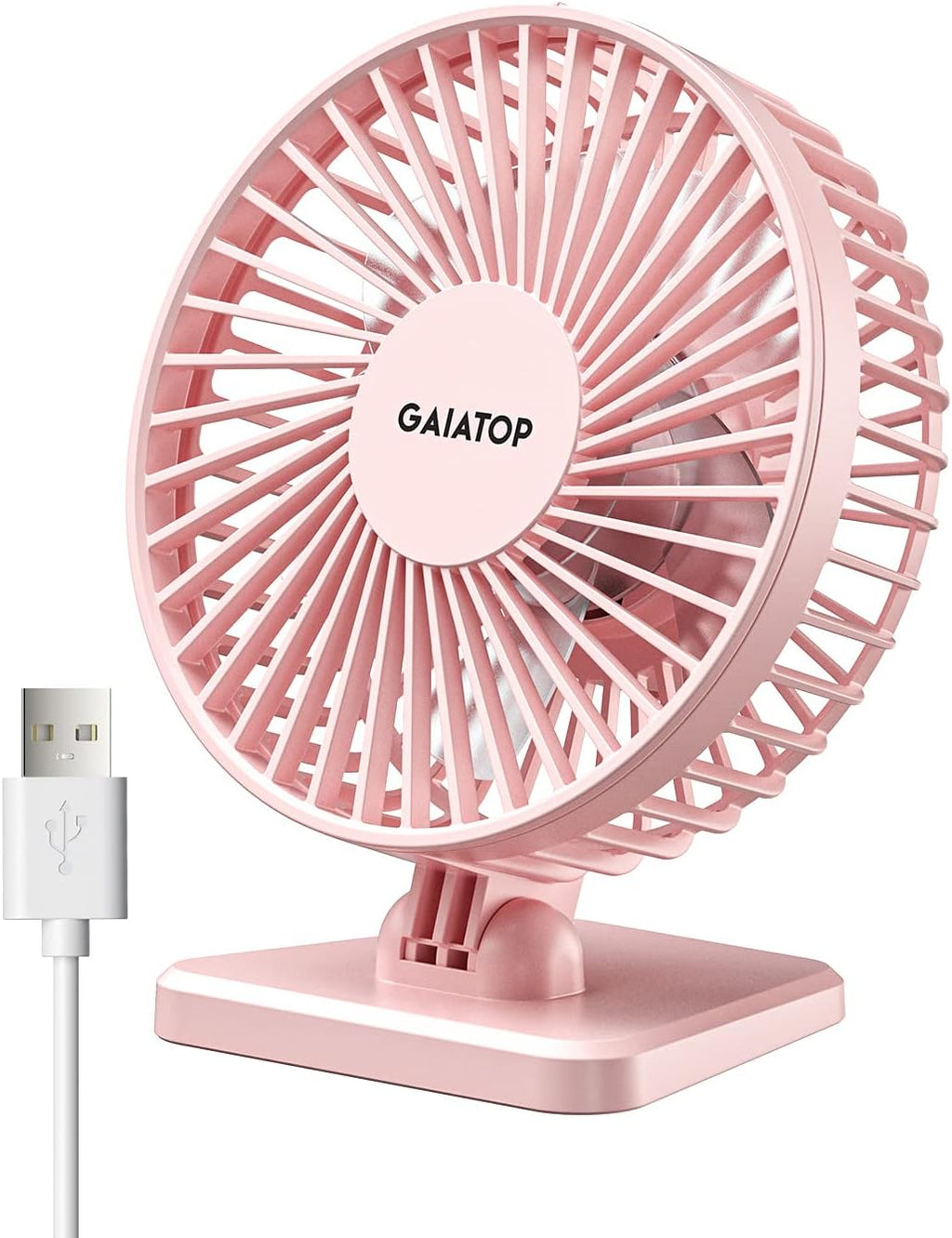 USB Desk Fan, Small but Powerful, Personal Portable Quiet 3 Speeds, Adjustable Mini Table Desktop Fan for Cooling Home Office Car Summer Travel Gifts Pink