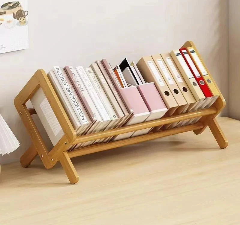 X-Shaped Bamboo Desktop Book Rack 