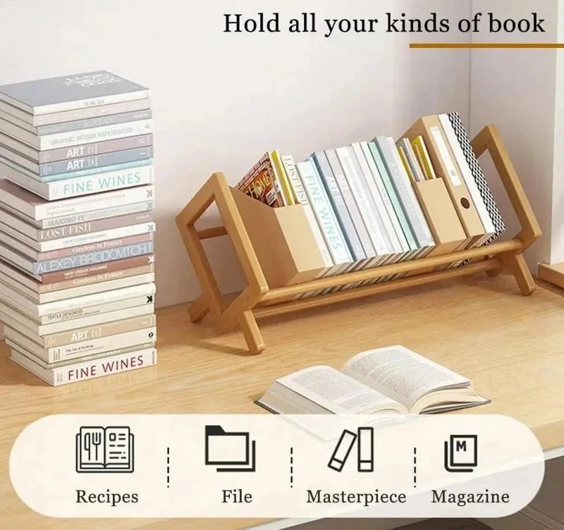 X-Shaped Bamboo Desktop Book Rack 