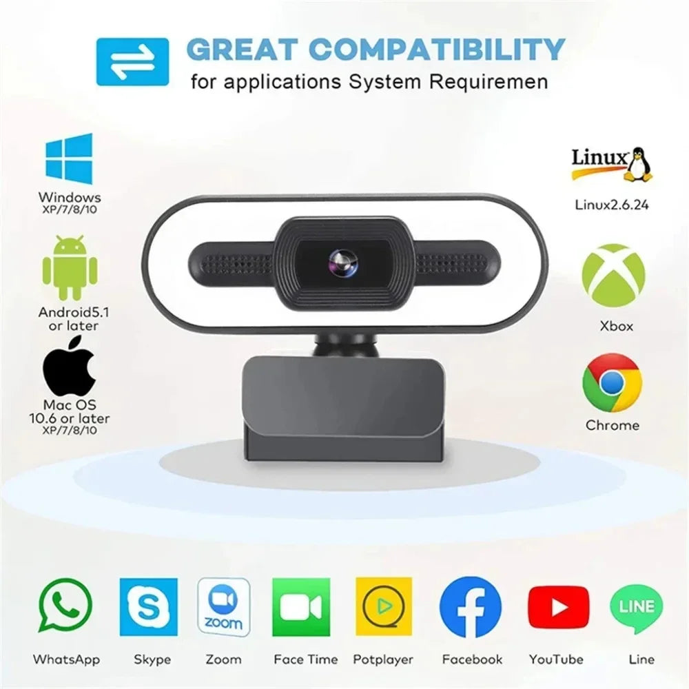 Portable Full HD 1080P/2k/4K Webcam