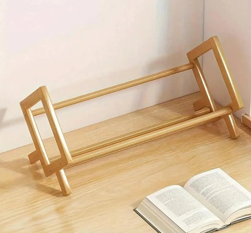 X-Shaped Bamboo Desktop Book Rack 