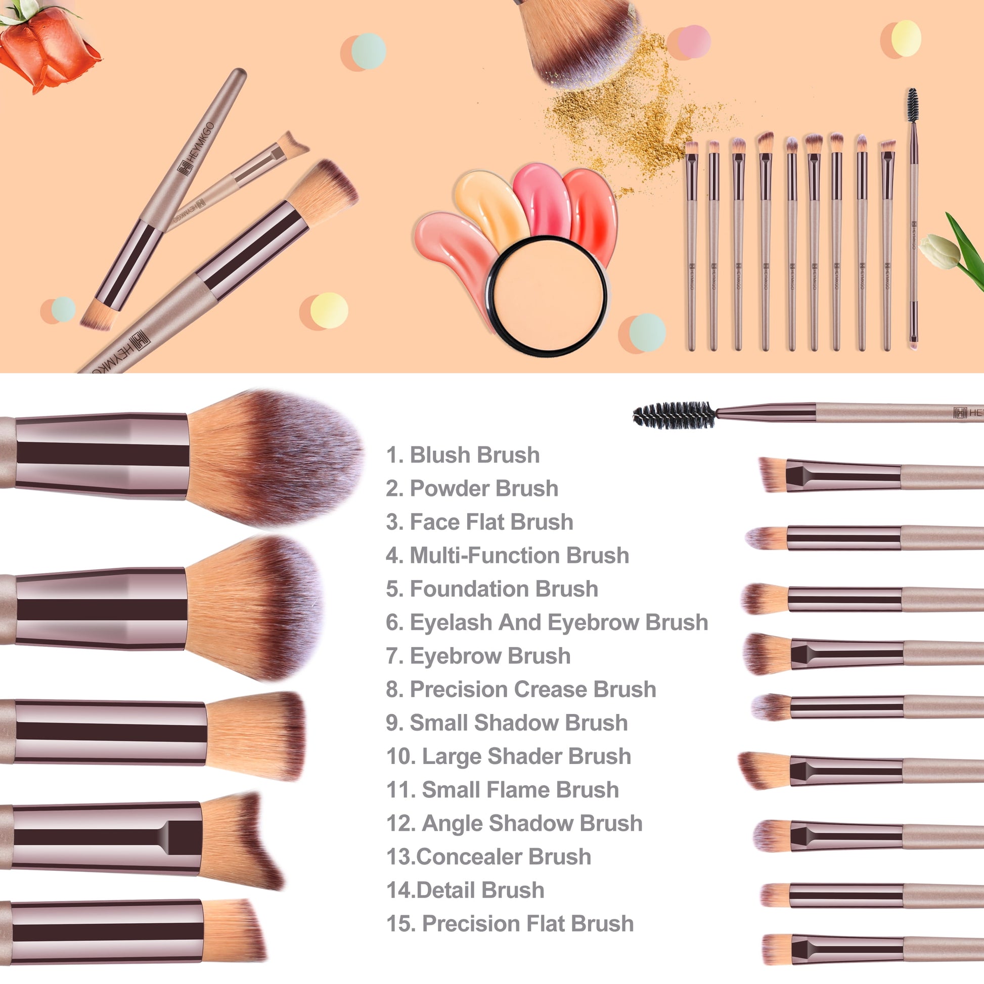 15PCS Makeup Brushes  