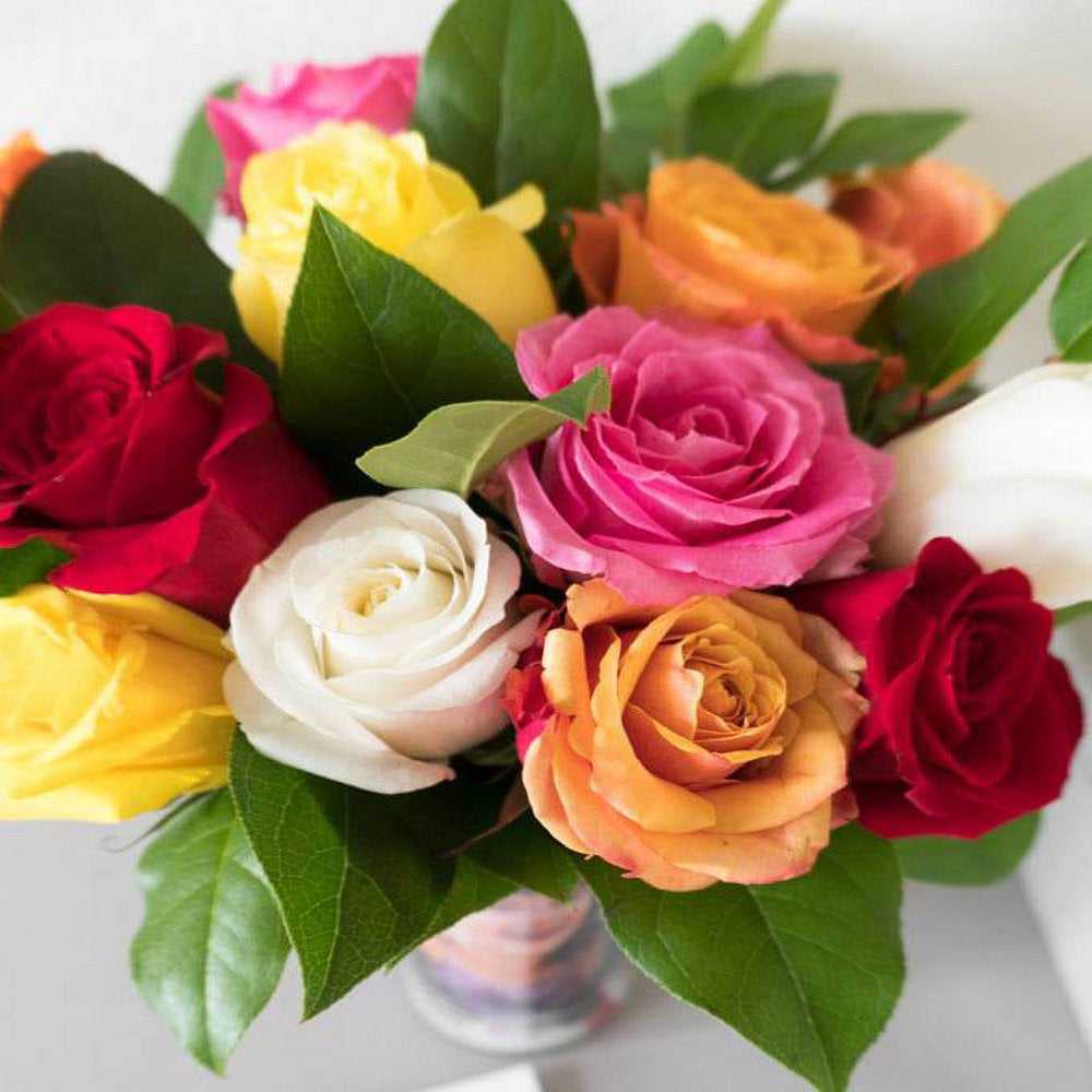 Rainbow Roses™ with Chocolates & Teddy Bear